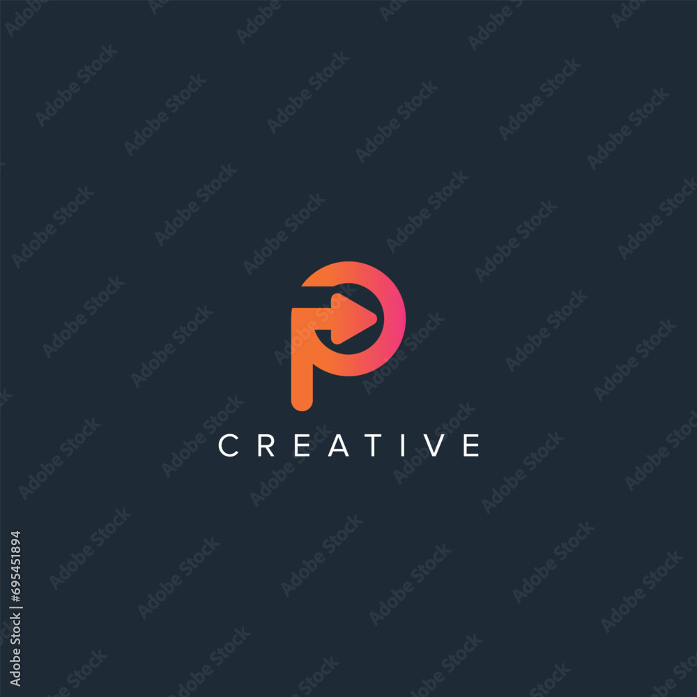 Abstract arrow logo with P letter vector template. Abstract arrow logo with P letter vector template.