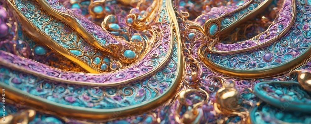 a close up of a gold and blue sculpture a close up of a gold and blue sculpture