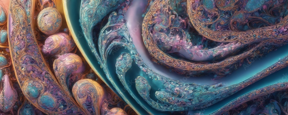 a large group of colorful swirls