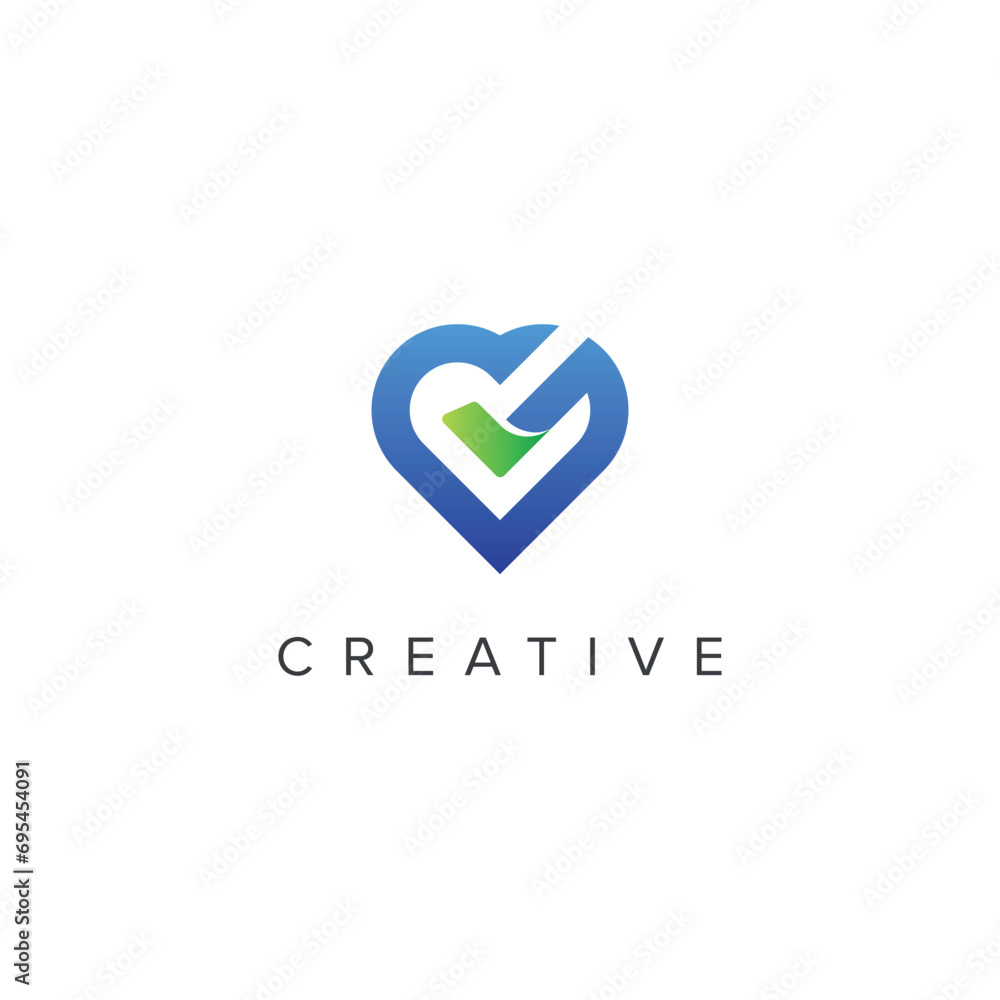 Abstract heart check logo vector template. Abstract heart check logo vector template.