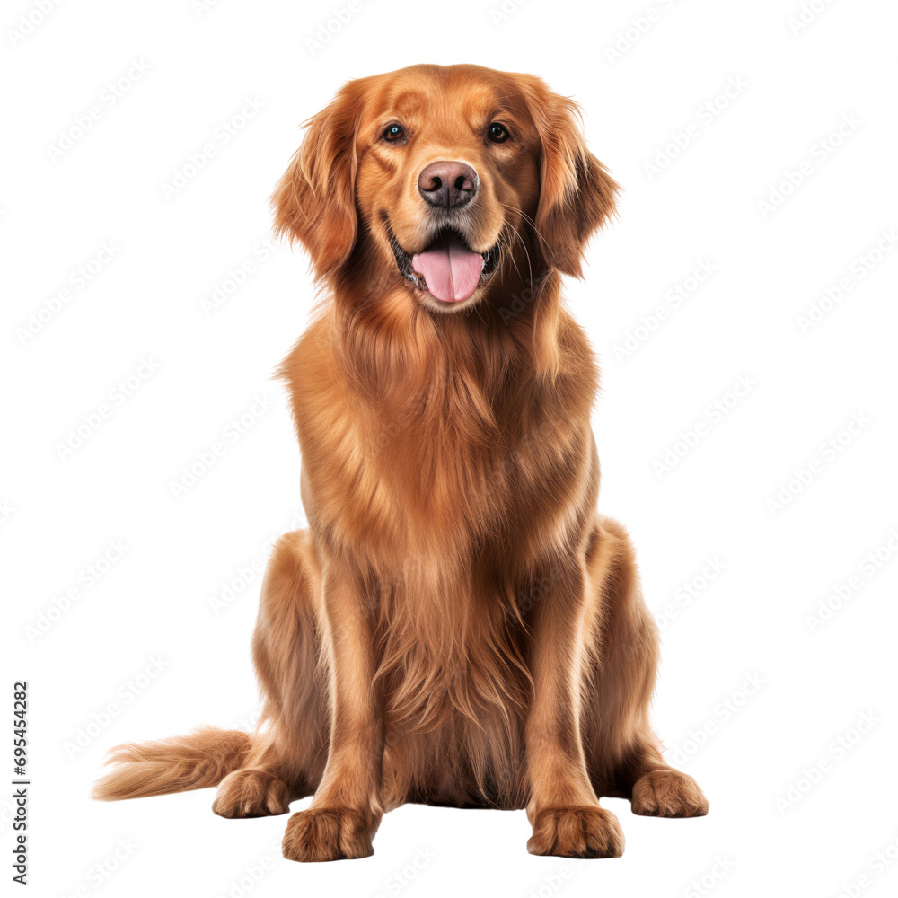 Portrait of a golden retriever puppy isolated on transparent background