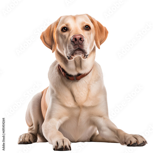 Portrait of a white labrador retriever isolated on white  transparent background