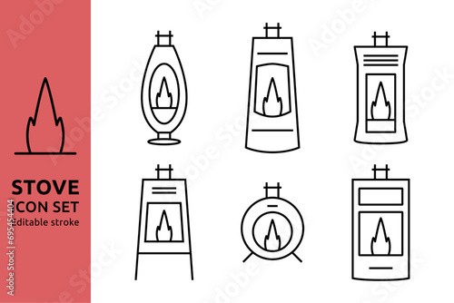 Stove icons designed in line art style can be used for web and print, editable stroke