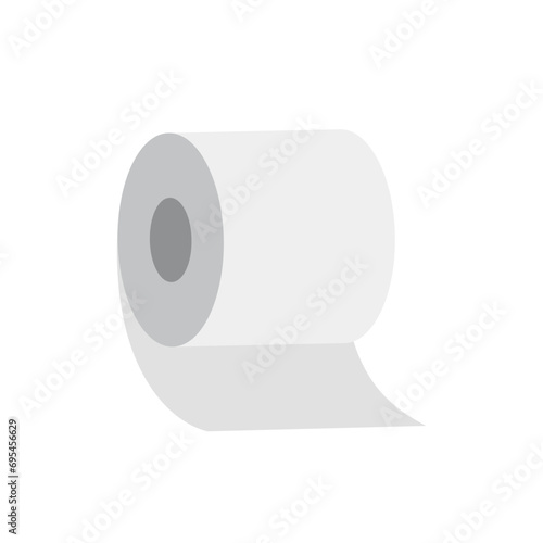 Toilet paper tissue isolated on white background. Toilet paper roll in flat style. Vector stock	

