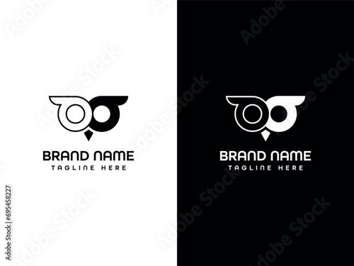 Owl Bird Eyes Logo Design photo