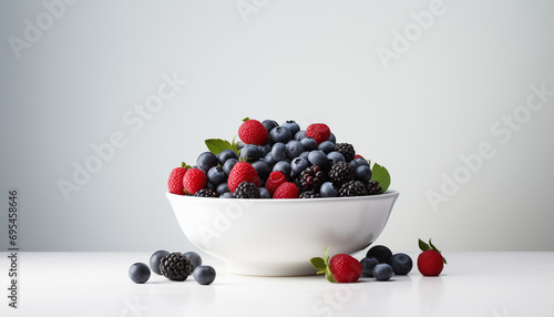 Fresh red currants and berries in a bowl, a healthy and juicy summer treat