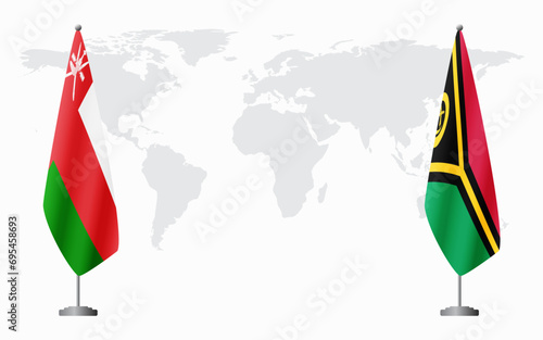 Oman and Vanuatu flags for official meeting