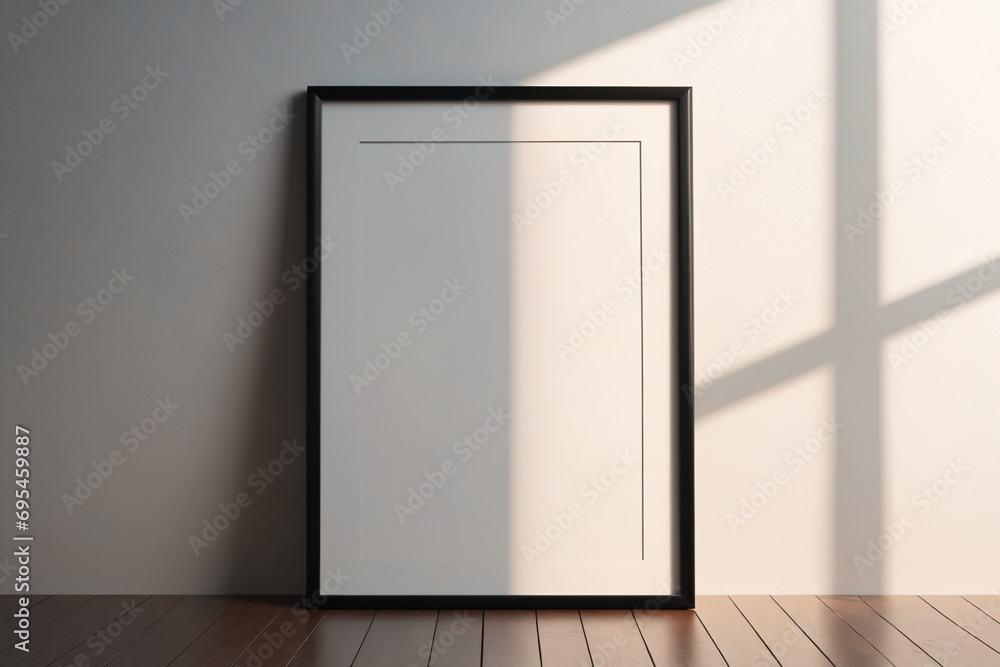Blank frame, over wall background with shadows minimal concept - Mockup Blank frame, over wall background with shadows minimal concept - Mockup