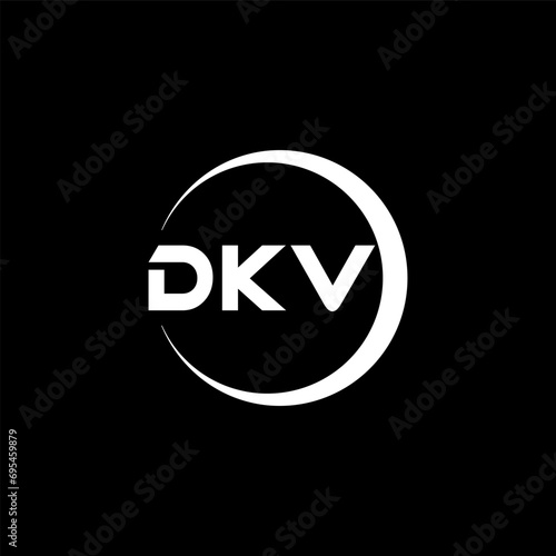DKV letter logo design with black background in illustrator, cube logo, vector logo, modern alphabet font overlap style. calligraphy designs for logo, Poster, Invitation, etc. photo