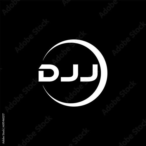 DJJ letter logo design with black background in illustrator  cube logo  vector logo  modern alphabet font overlap style. calligraphy designs for logo  Poster  Invitation  etc.