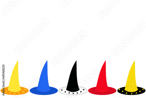 Carnival hats in a row as a border, transparent background, Rose Monday