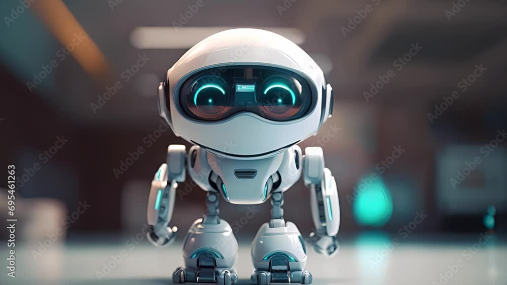 Cute white robot. Created with Generative AI. Cute white robot. Created with Generative AI.