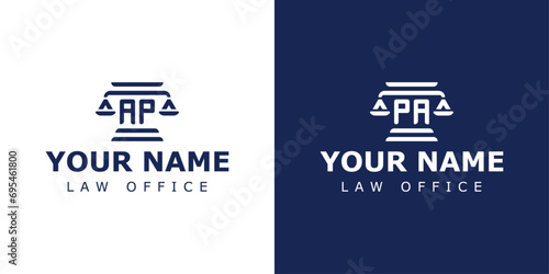 Letter AP and PA Legal Logo, suitable for any business related to lawyer, legal, or justice with AP or PA initials. photo