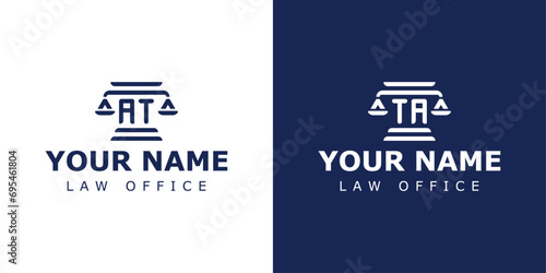 Letter AT and TA Legal Logo, suitable for any business related to lawyer, legal, or justice with AT or TA initials.