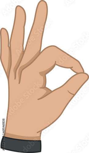 Hand Shows Gesture Okay. Positive Signal of Satisfaction. Accept, Approve, Support, and Agree to Something. Vector illustration