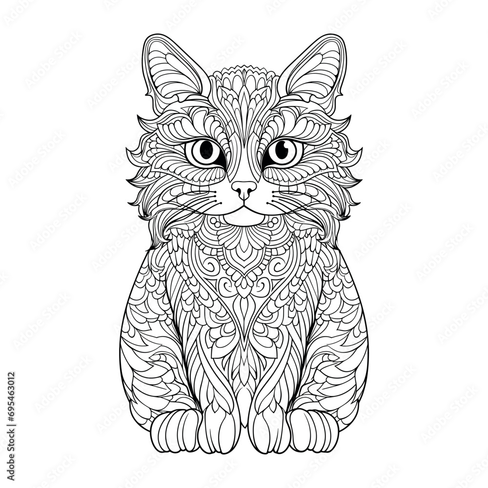 Fototapeta premium Zentangle cat coloring pages - coloring book