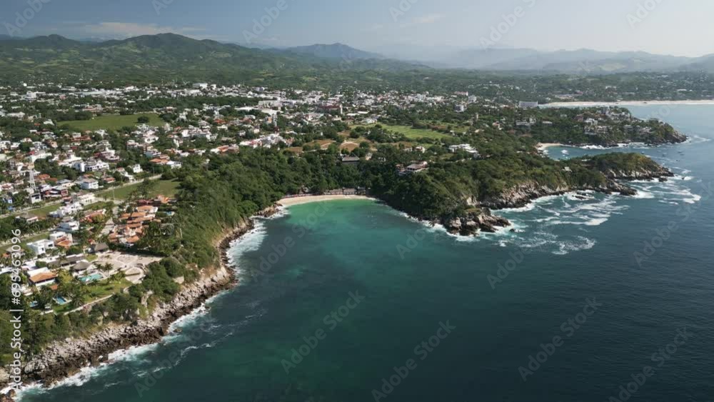 Aerial high angle Puerto Escondido Mexico surf destination Oaxaca Aerial high angle Puerto Escondido Mexico surf destination Oaxaca