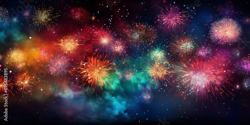 Fireworks sky background New Year s Eve Fireworks night sky background