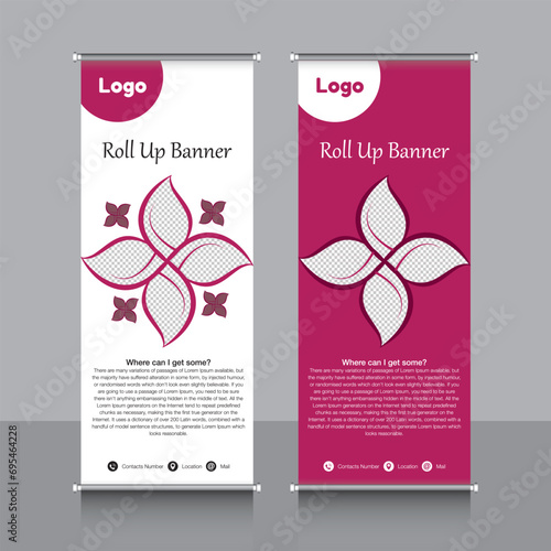 Roll up sale banner design template, abstract background, pull up design, modern x-banner, rectangle size.