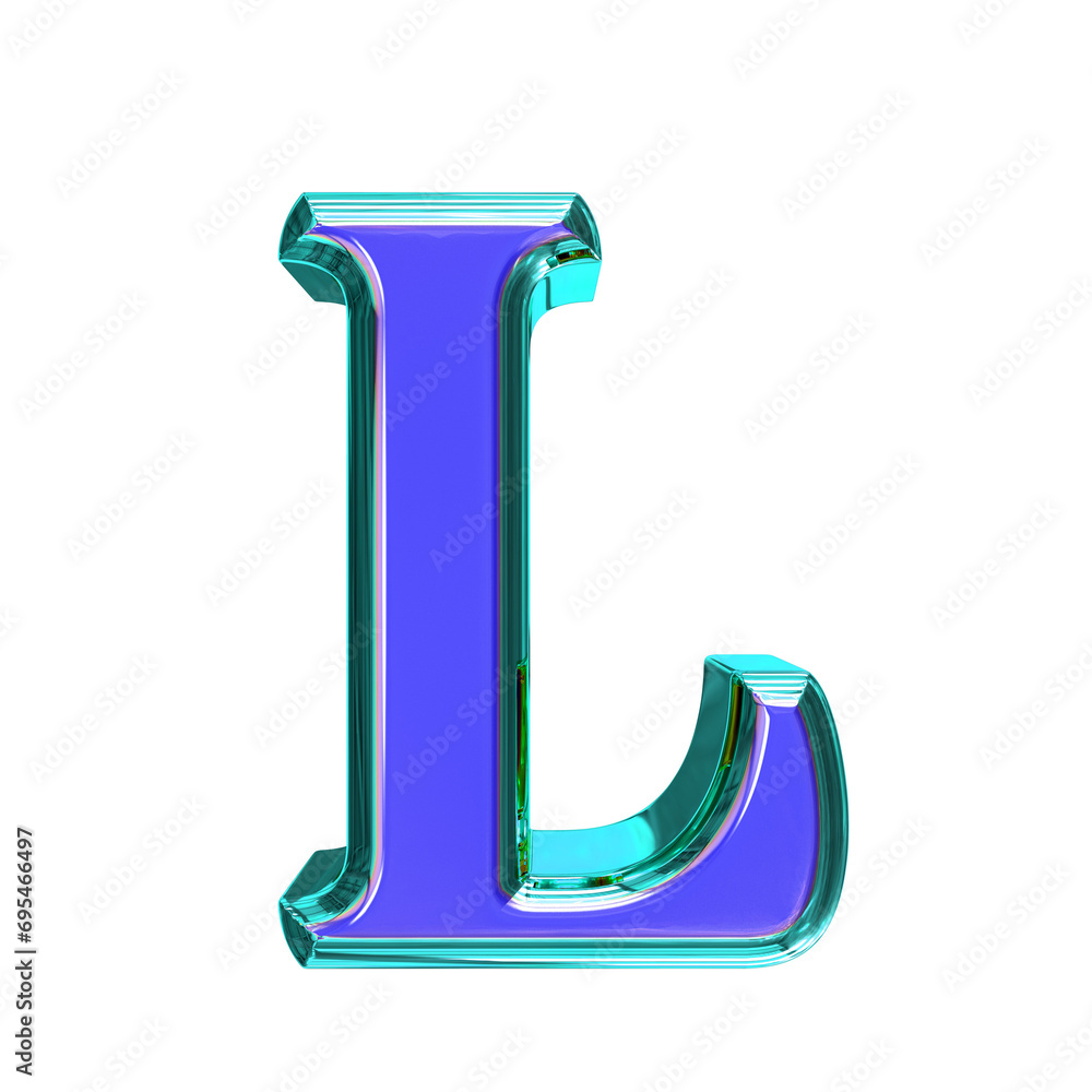 Blue symbol in a turquoise frame. letter l Blue symbol in a turquoise frame. letter l