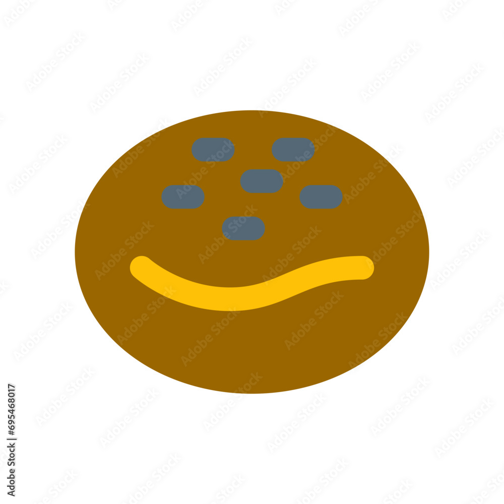 Fototapeta premium パン、あんぱんを表すカラースタイルのアイコン