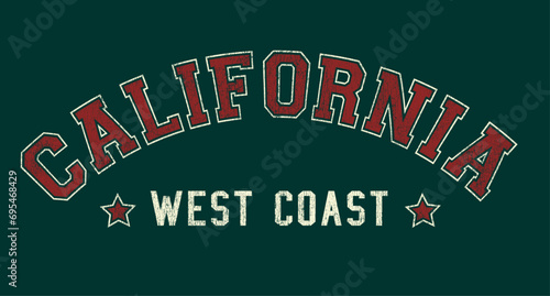 Retro college varsity typography west coast california slogan print for t shirt or sweatshirt - hoodie