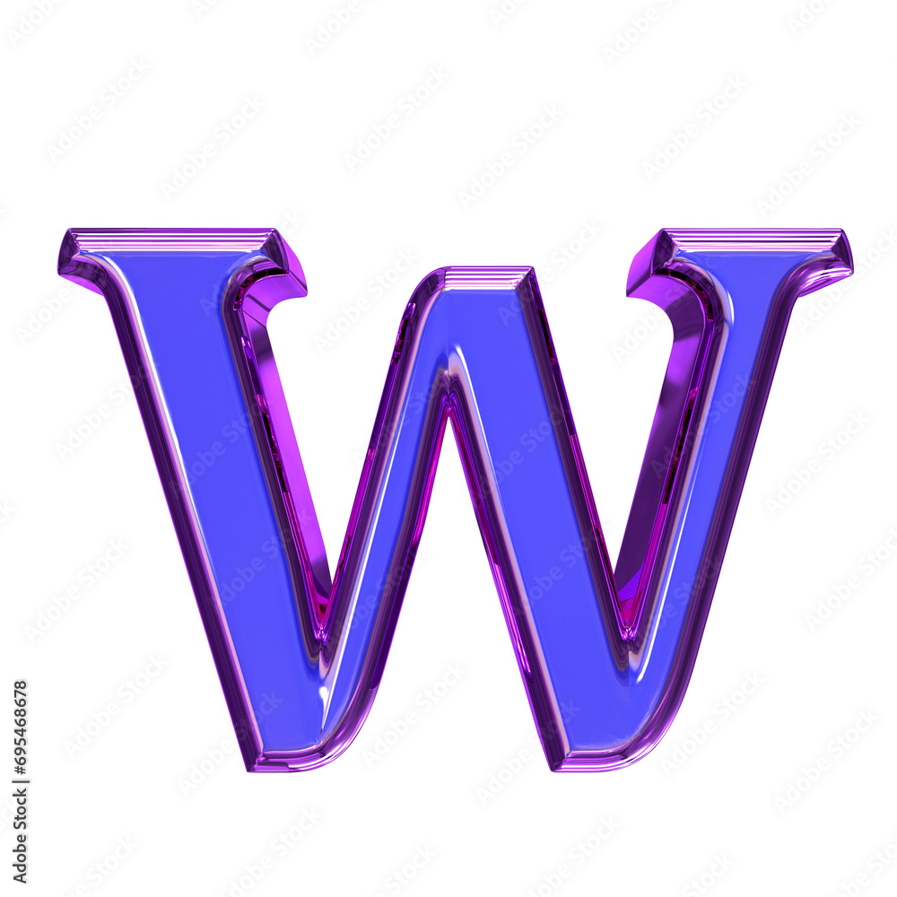 Blue symbol in a purple frame. letter w Blue symbol in a purple frame. letter w