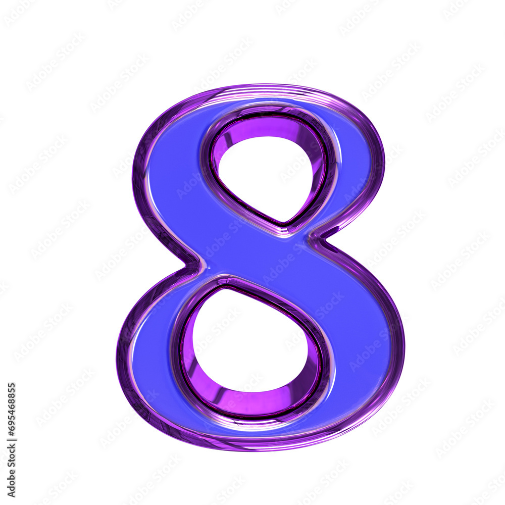 Blue symbol in a purple frame. number 8 Blue symbol in a purple frame. number 8