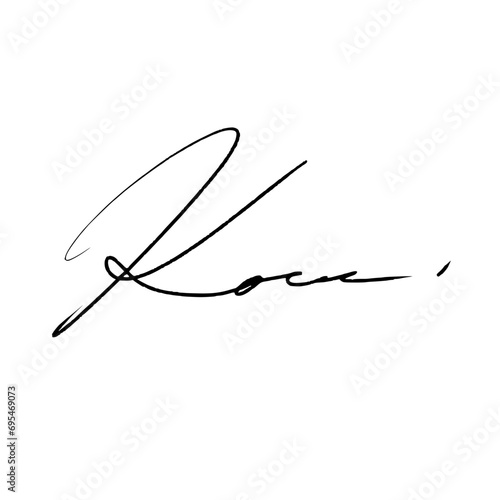 Abstract signature letter K. Vector illustration with black writing and alpha channel.