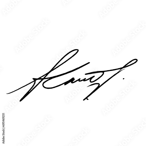 Abstract signature letter K. Vector illustration with black writing and alpha channel.