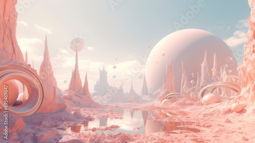 Beautiful Peach Fuzz color background sci-fi style