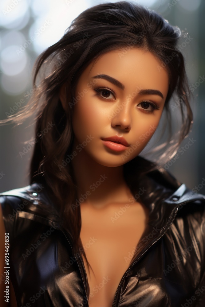 Urban Elegance - Portrait of a Woman in a Stylish Jacket Urban Elegance - Portrait of a Woman in a Stylish Jacket