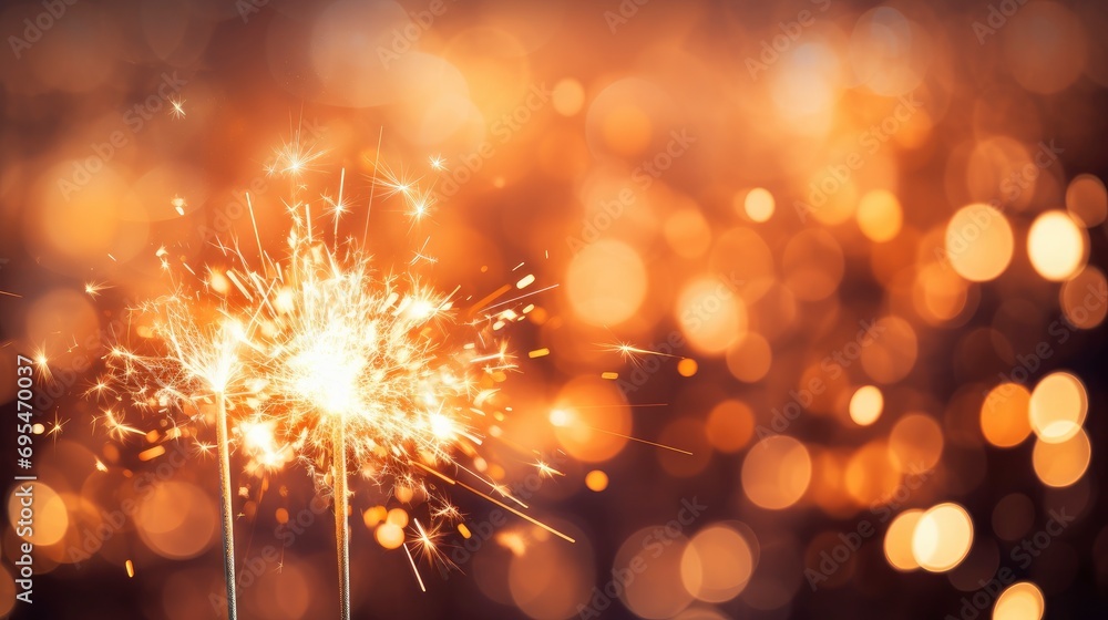 Fototapeta premium Burning Christmas sparkler lights, professional photo