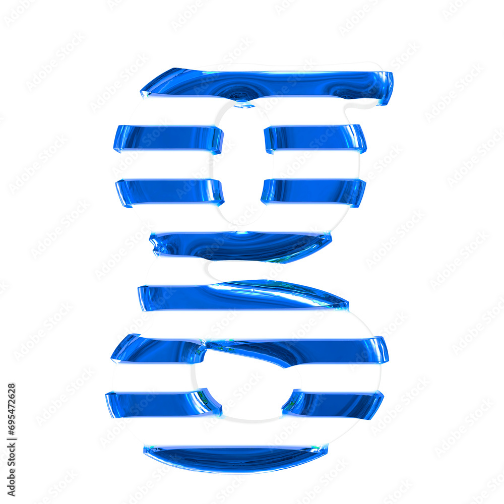 White 3d symbol with thin blue horizontal straps. letter g White 3d symbol with thin blue horizontal straps. letter g