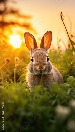 Adorable Bunny in Golden Hour Light