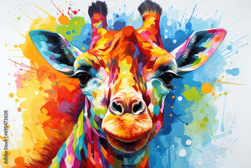 Colored giraffe in modern pop art style