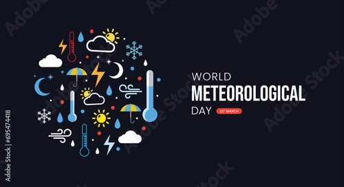 World Meteorological Day, banner, poster, social media post, vector illustration, World Weather Day, awareness, 23rd March, observance, international, typography, web banner, brochure, flyer