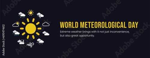 World Meteorological Day, banner, poster, social media post, vector illustration, World Weather Day, awareness, 23rd March, observance, international, typography, web banner, brochure, flyer