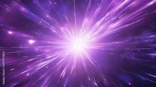 Abstract glowing purple light effect with sparkling rays