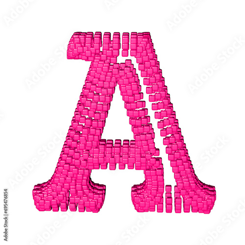 Symbol made of pink cubes. letter a