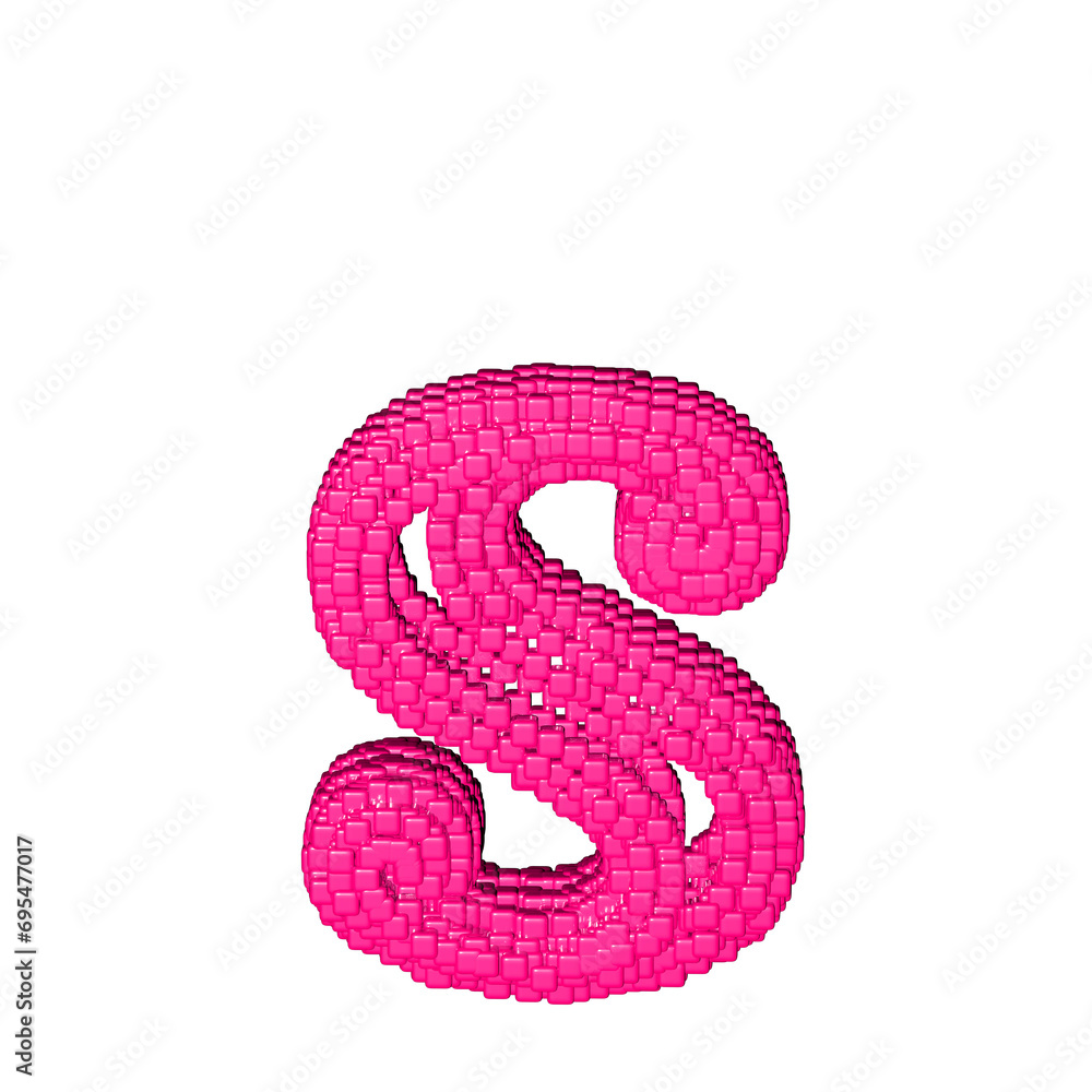 Fototapeta premium Symbol made of pink cubes. letter s