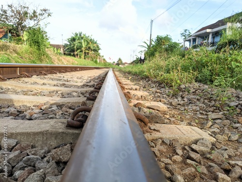 railway iron close up