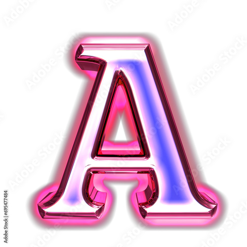 Blue symbol in a pink frame with glow. letter a