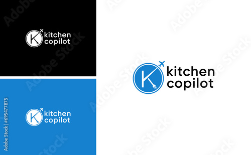kitchen chef design logo template. Kitchen copilot travel vector
