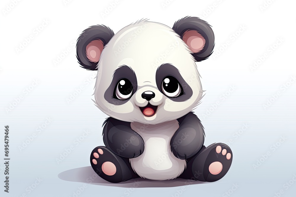 Fototapeta premium cute little panda bear illustration on white