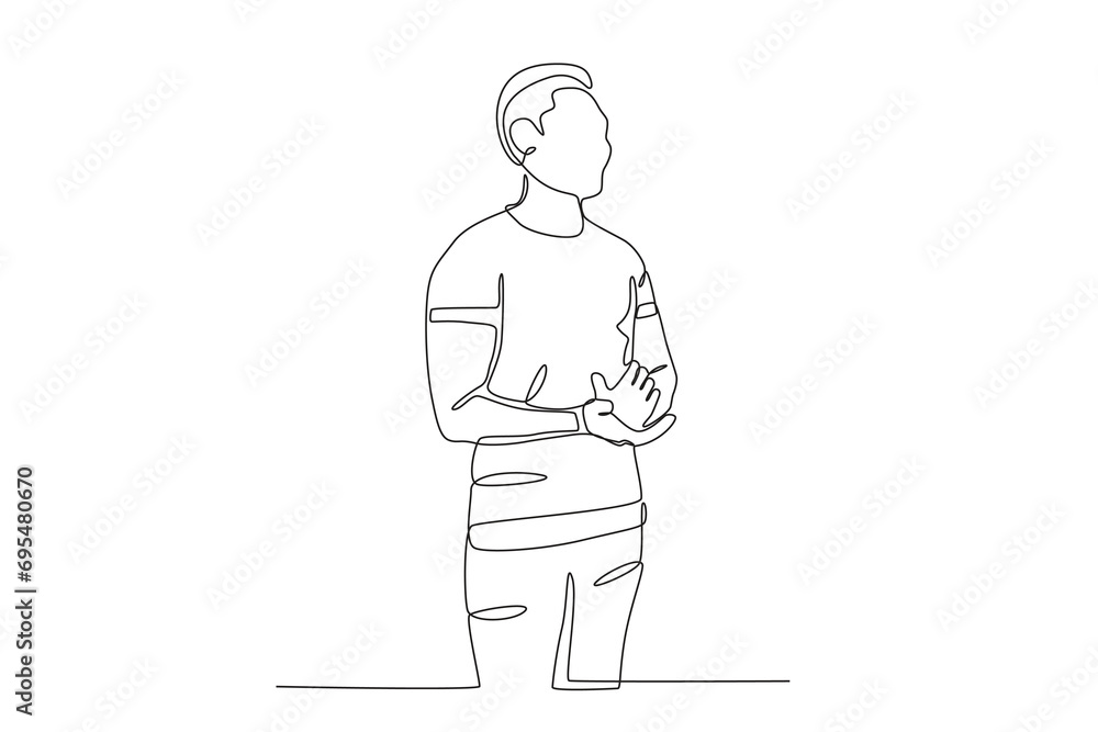 A man clapping his hands side view. Applause one-line drawing