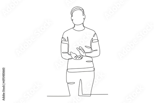 A man gave support with applause. Applause one-line drawing