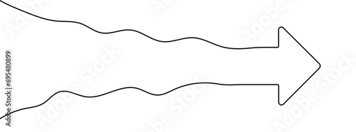 Continuous editable line drawing of arrow. Single line arrow icon. photo