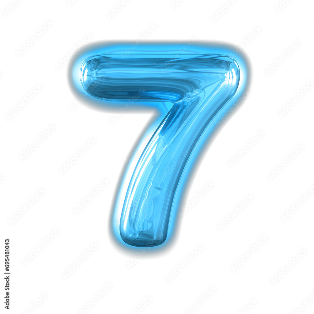Blue inflatable symbol with glow. number 7 Blue inflatable symbol with glow. number 7