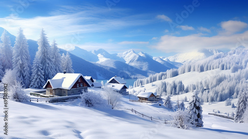 Beautiful snowy winter mountain scenery


